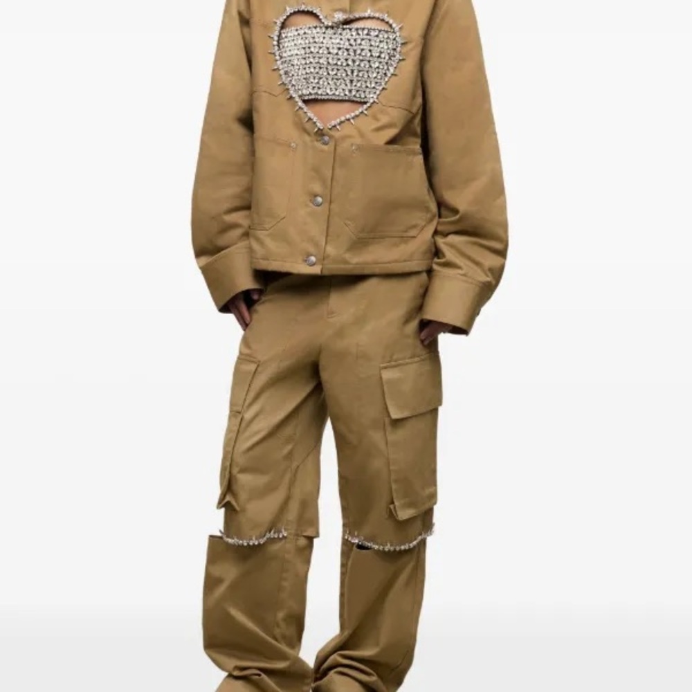 AREA Crystal Slit Cargo Pants NWT